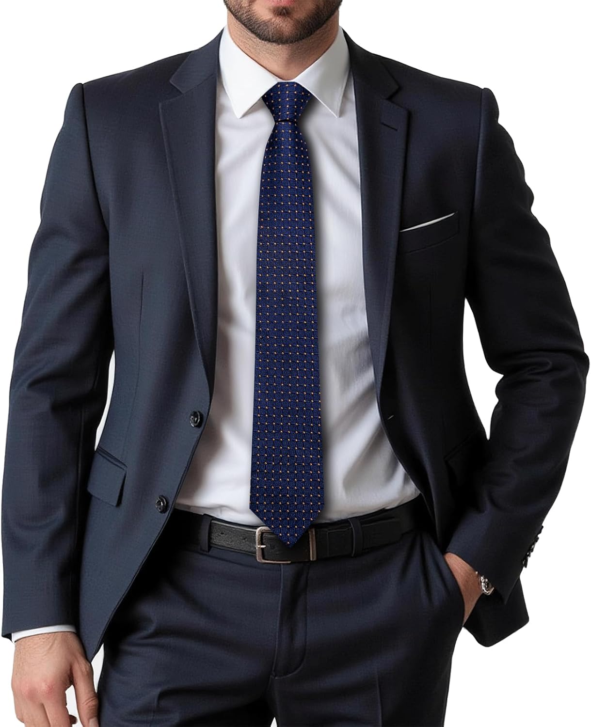 Dubulle Mens Paisley Striped Tie WOVEN Necktie for Men and Handkerchief Cufflinks Set Wedding Formal Business