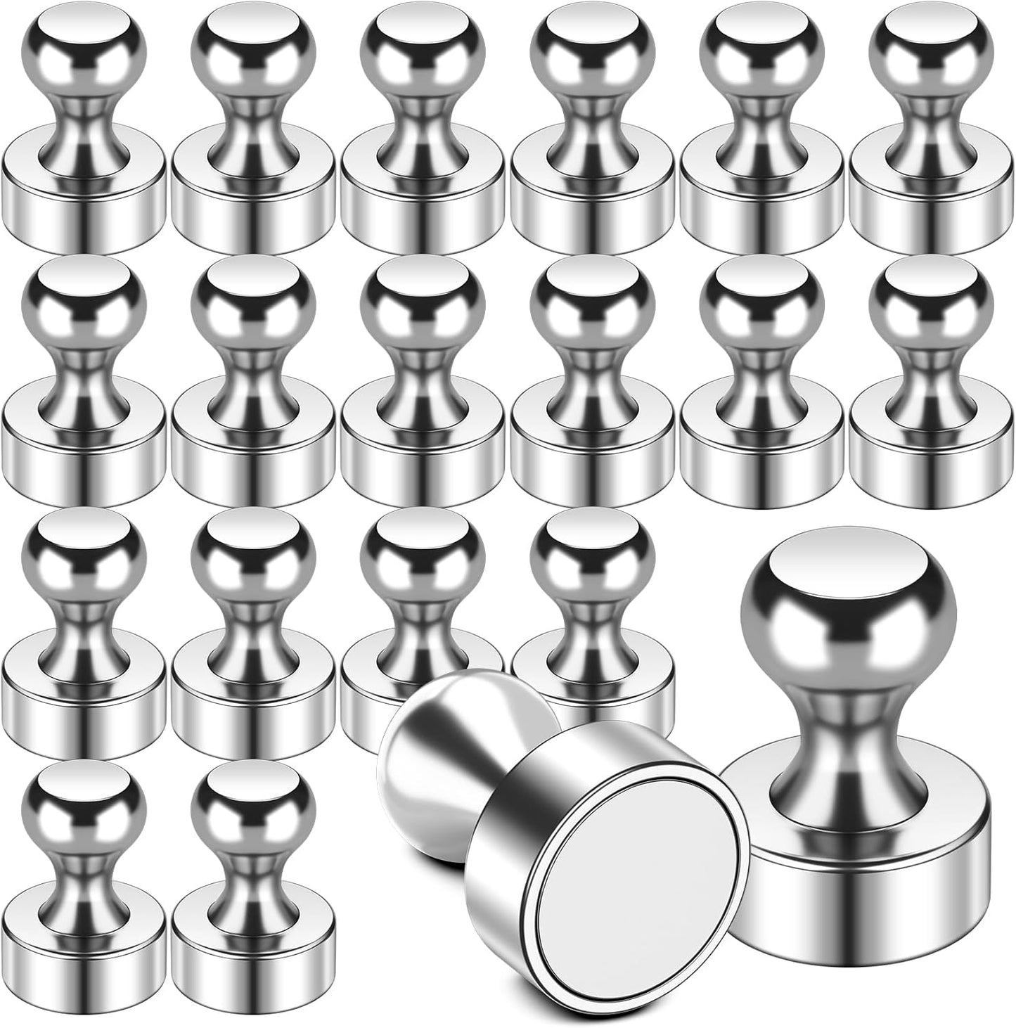 FINDMAG Refrigerator Magnets, Silver Neodymium Locker Magnet, Strong Small White Board Magnets Set, Cool Fridge Magnet for Teacher Supplies, Office, Kitchen, Classroom, Bulletin Board, 20 Pack