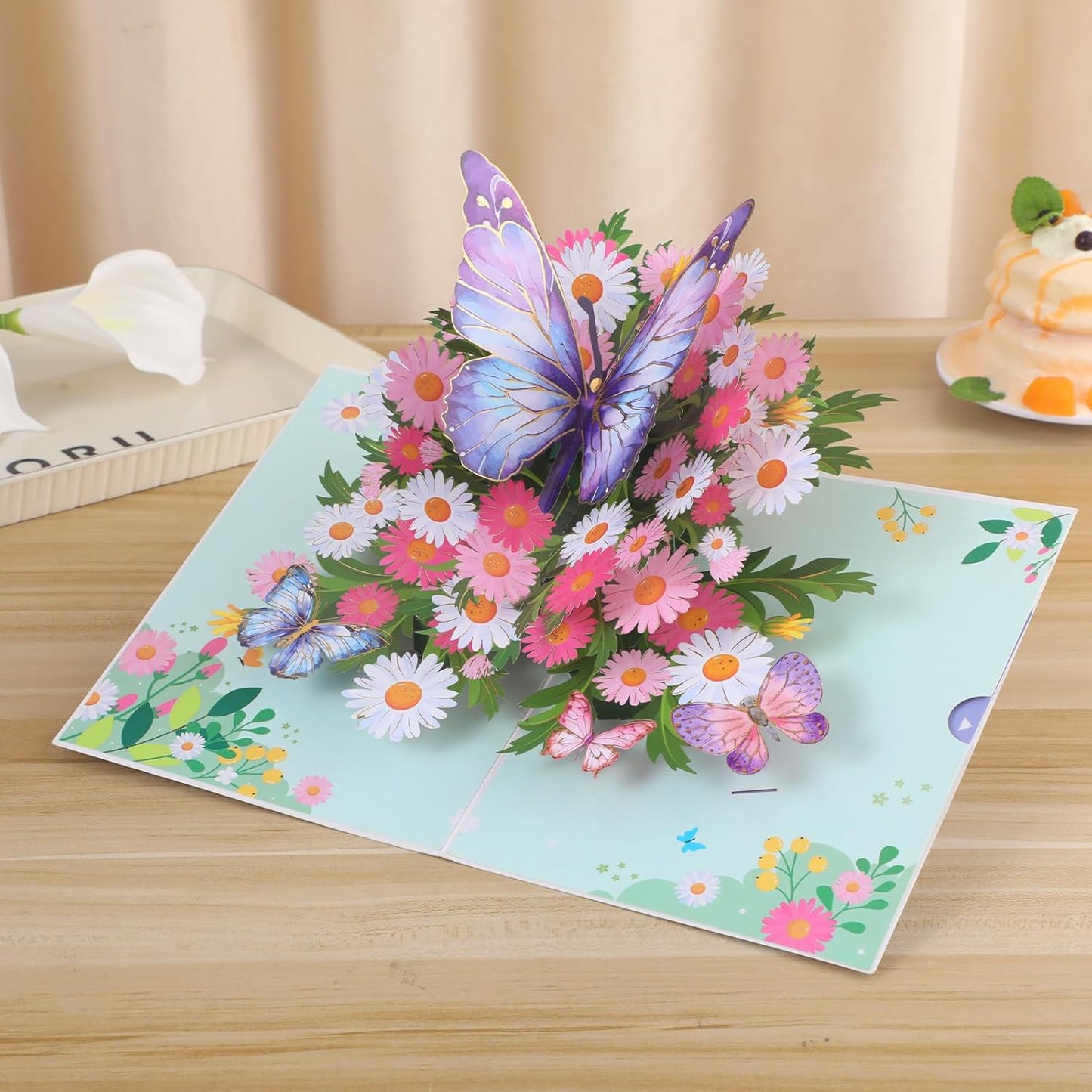 3D Butterfly Greeting Cards, Flowers Pop Up Birthday Cards, for Mom, Sister, Grandmother, Wife, Daughter, and other women, with envelope