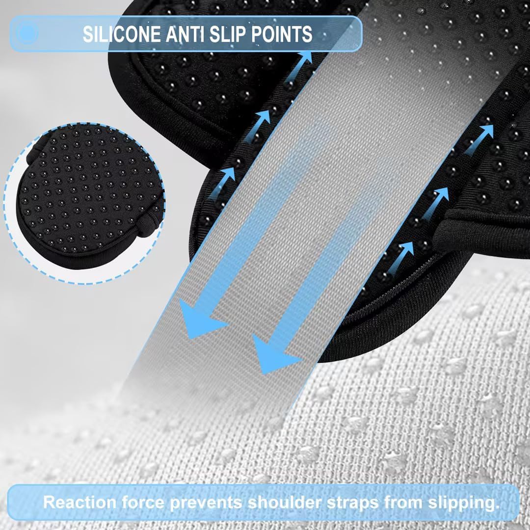 ZINZ 2-Pack Universal Shoulder Pad with Ultra Thick Cushion for Bag Luggage Bag Crossbody, Plus Long & Anti-Slip & Breathable,Black