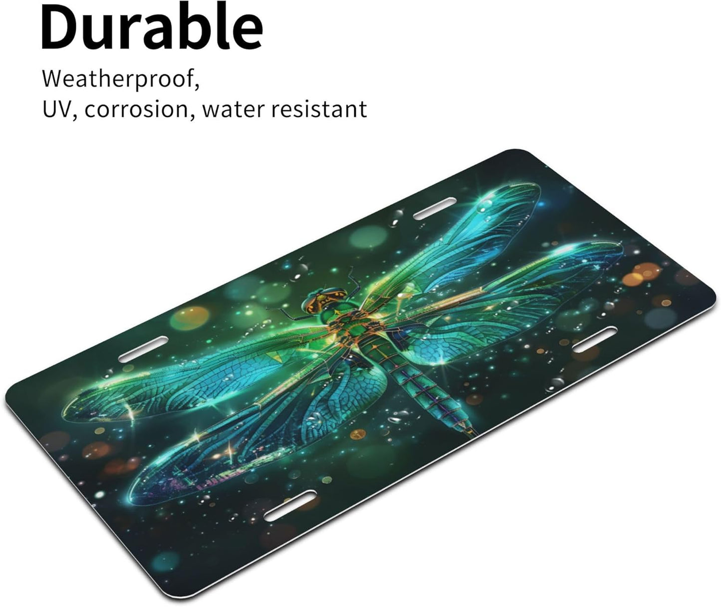 Animal Dragonfly Art License Plate Funny Aluminum Front License Plates Decorative Waterproof Rust-Free Metal Car Plate Covers for Women Men Car Tag Accessories fit Truck SUV Rv 12 X 6 Inch