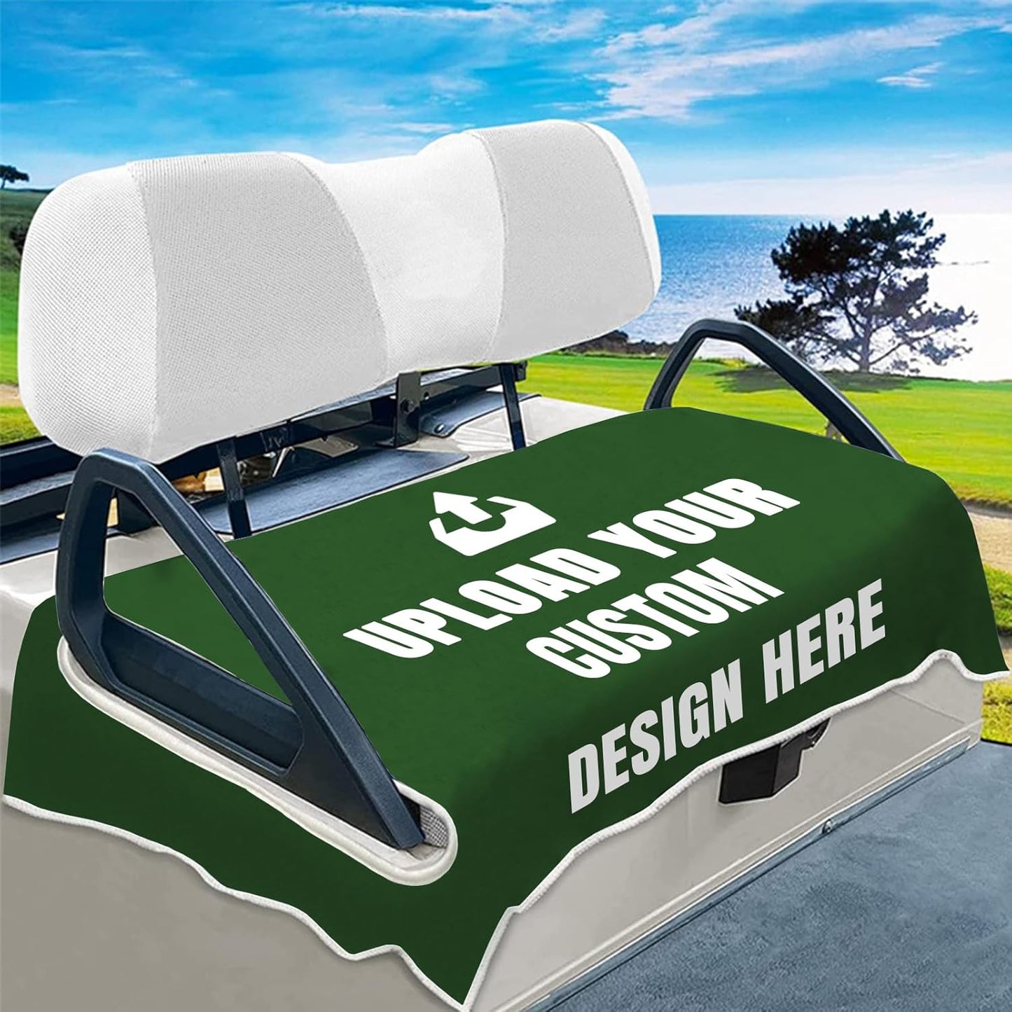 Custom Golf Cart Seat Covers, Personalized Golf Cart Seat Towel with Your Text, Image & Logo,100% Microfiber Keeps the Seat Cool and Comfortable, Fit for Yamaha, EZGO, 2-Seat Golf Carts and Club cars
