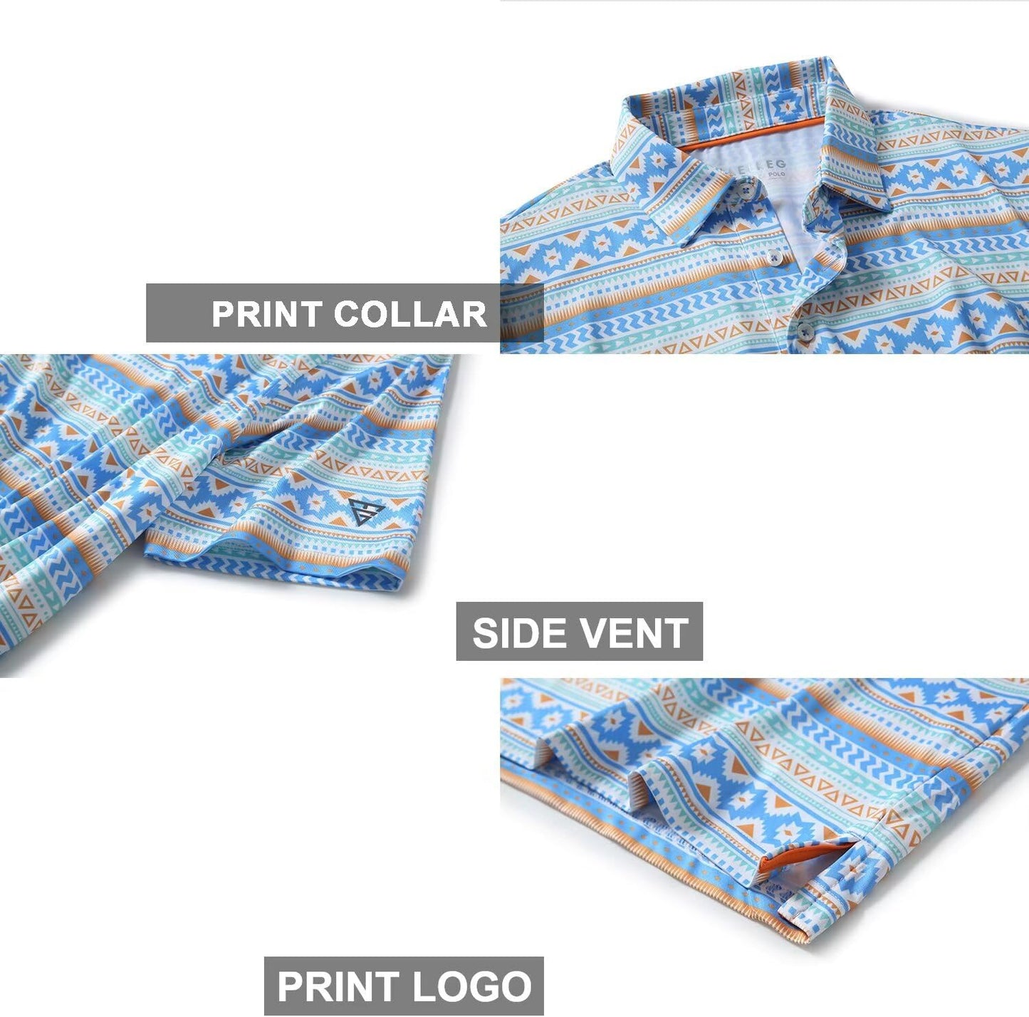 Golf Shirts for Men Dry Fit Short Sleeve Print Performance Moisture Wicking Polo Shirt