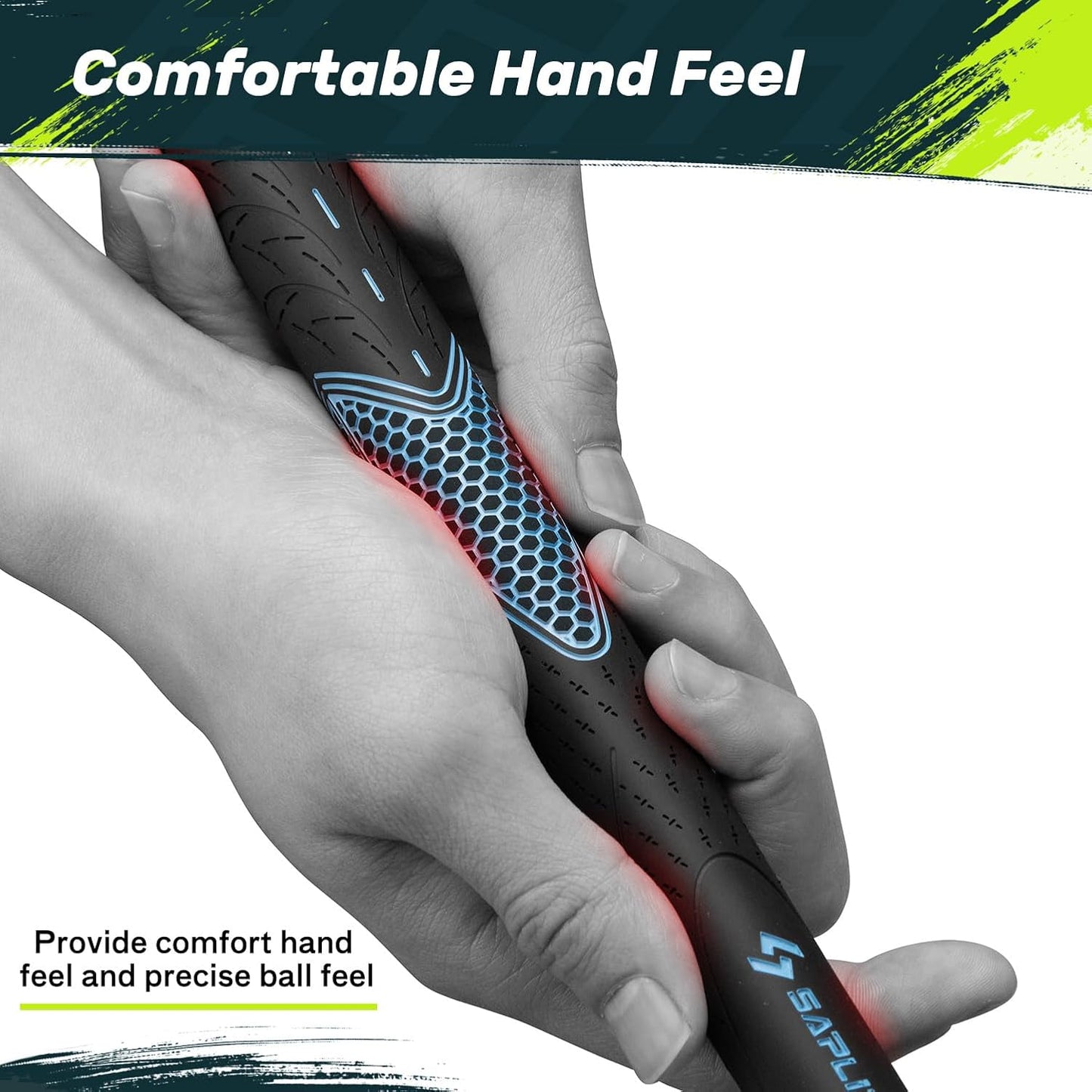 SAPLIZE CC01 Rubber Golf Grips, 4 Colors Available, Standard/Midsize Anti-Slip Rubber Golf Club Grips