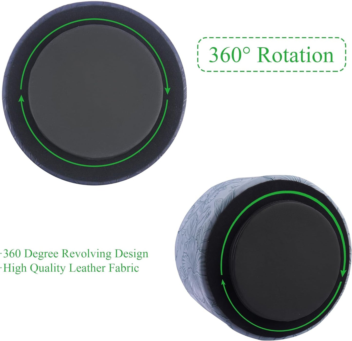 Hennaja Round Leather Art Supply Organizer,Remote Control Holder,360 Degree Spinning,Multi-Functional Pencil Holder,4 Compartments Desktop Stationary Organizer(1-Carved Dark Blue)