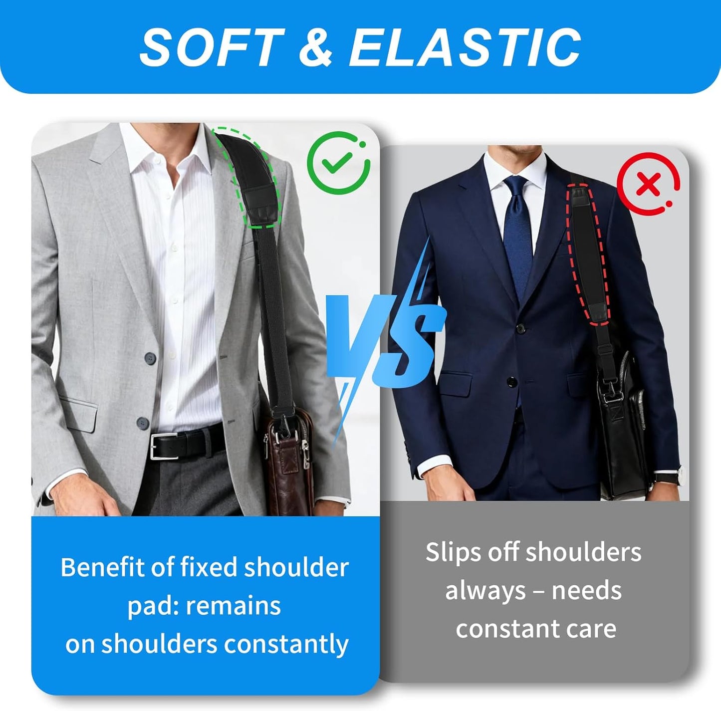 Adjustable Padded Shoulder Strap 37-51.6 Inches Crossbody Bag Strap, with Zinc Alloy Hooks & Plastic Buckles, for Luggage, Duffel, Golf Bags