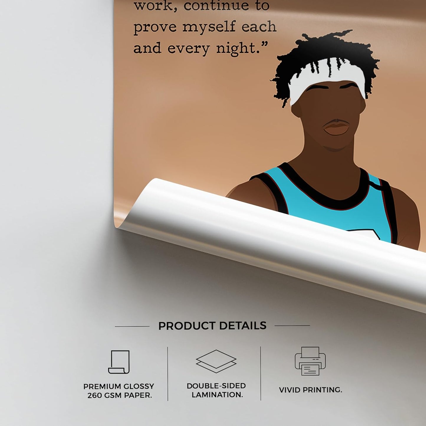 LOLUIS Motivational Basketball Superstar Hand-Drawn Artwork Sport Quote Wall Art Decorations (Unframed 16"x20", Basketball Player 2)