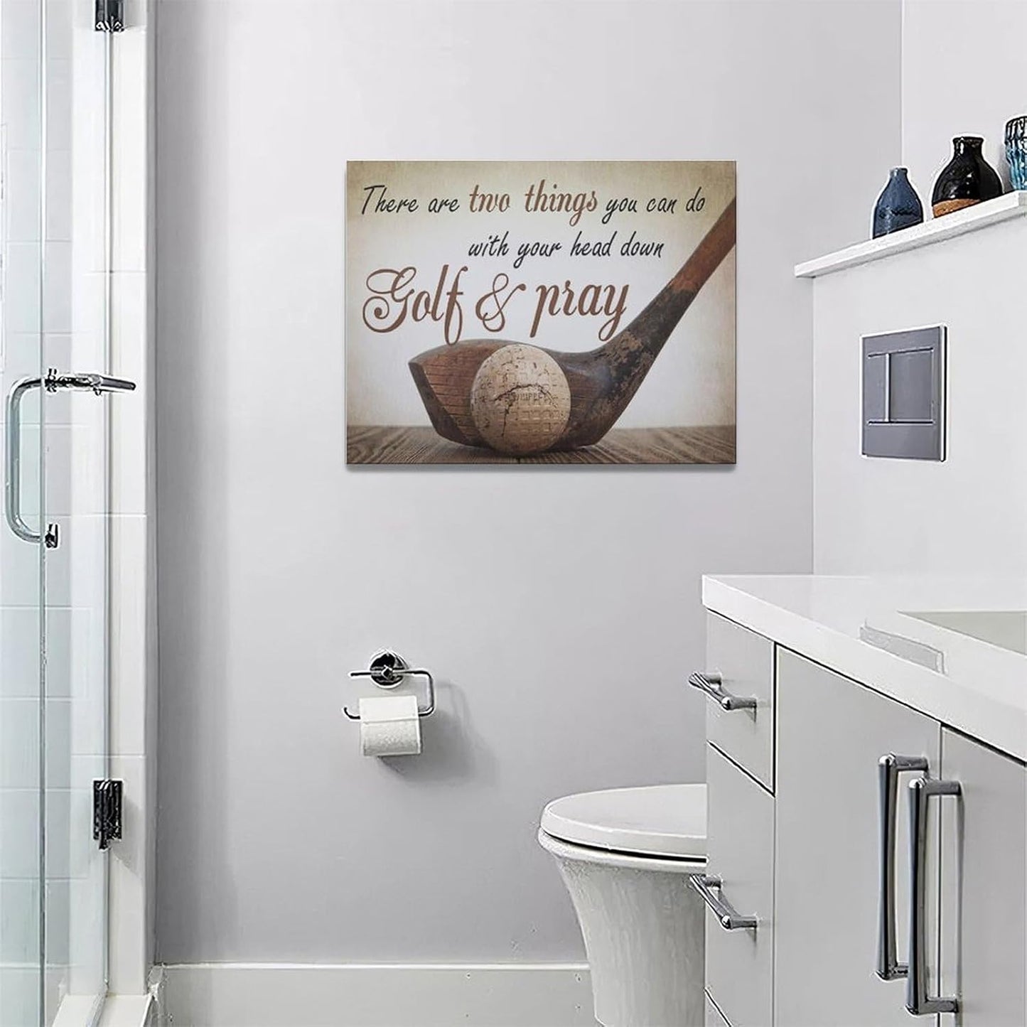 Golf Wall Art Sports Golf Pictures Wall Decor Motivational Quotes Canvas Painting Artwork Modern Home Decorations Framed for Bedroom Office Living Room 20"x24"