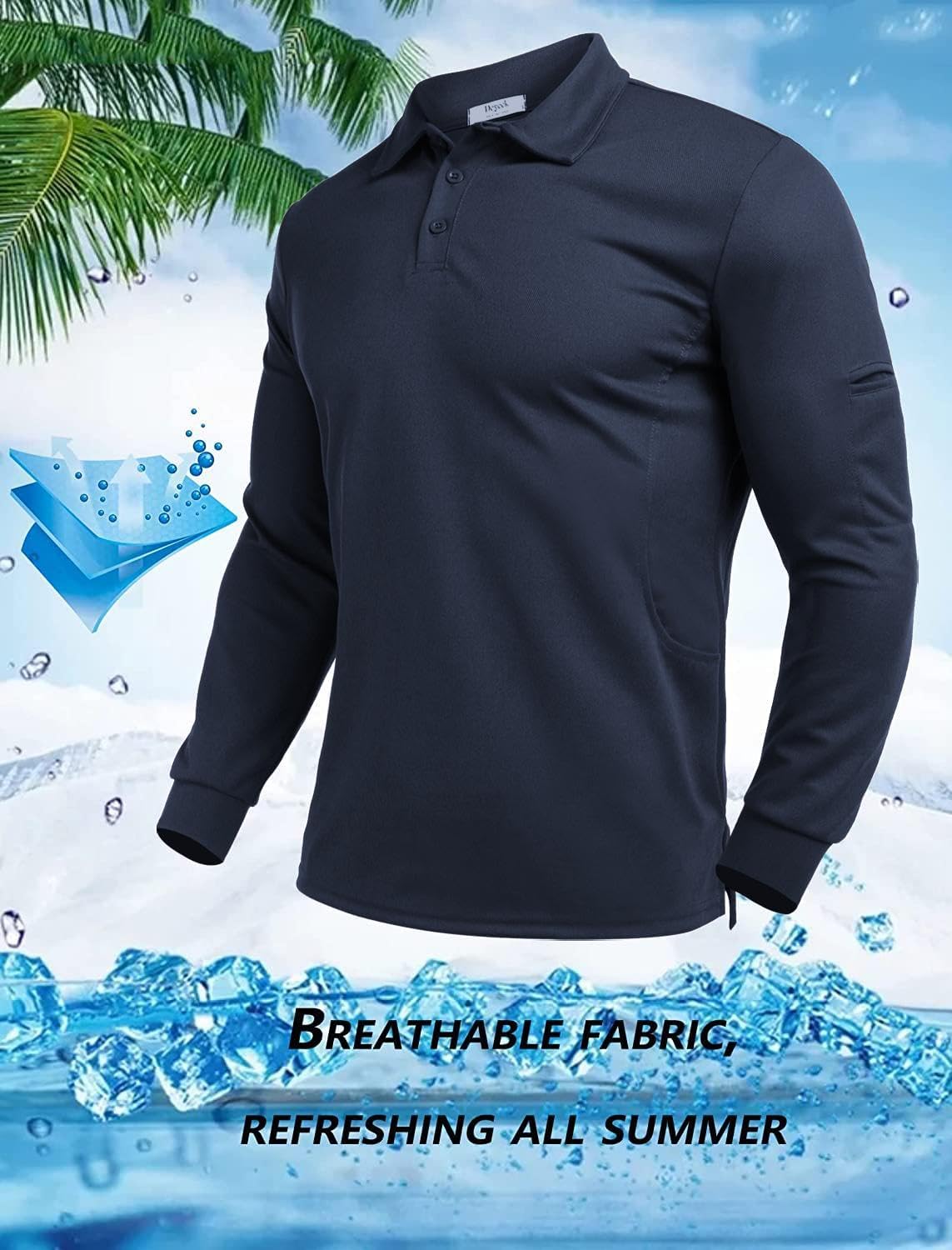 Deyeek Men's Polo Shirts Long Sleeve Golf Polo Shirts for Men Quick Dry UPF 50+ Sun Protection Polos Casual Collared Shirts