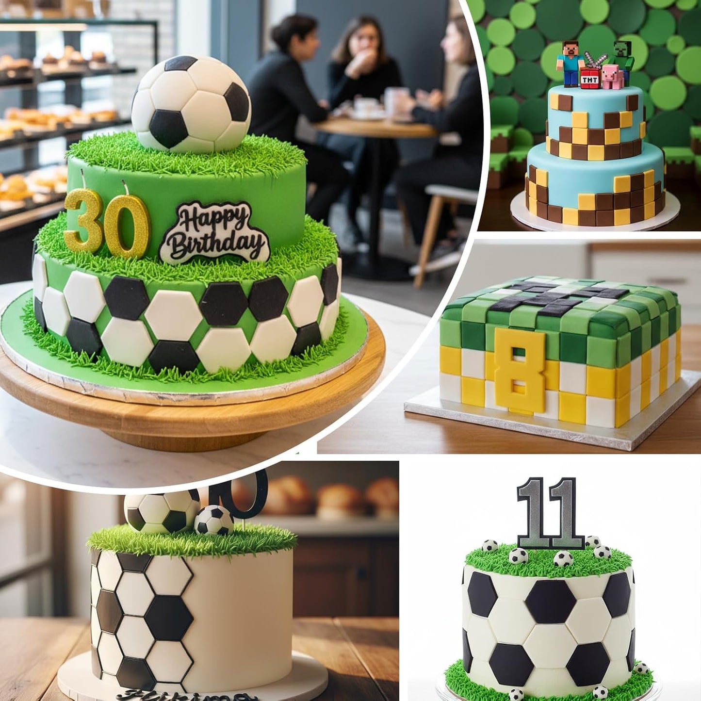 6PCS Hexagon and Square Cookie Cutters, 6 Size Square Football Cake Fondant Cutter, Hexagon Soccer Cookie Cutter, Geometric Multipurpose Cutters for Fondant Biscuit Cake DIY Decorative Moldings