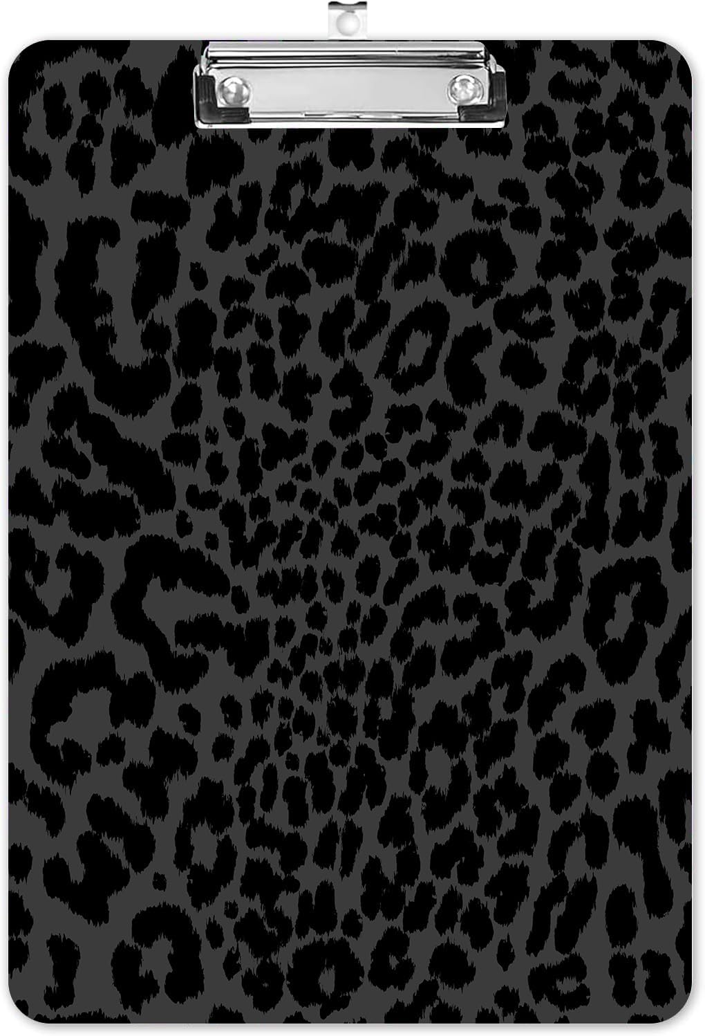 Fashion A4 Clipboard, Standard Letter Size 9" x 12.5", Decorative Wooden Clipboard with Low Profile Metal Clip for Office, School, Teachers, and Students, Black Leopard Wild Animal Cheetah
