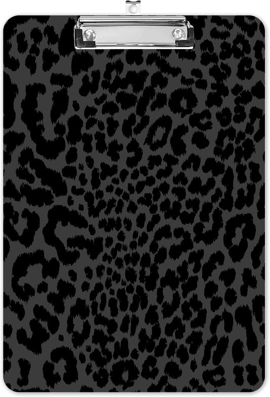 Fashion A4 Clipboard, Standard Letter Size 9" x 12.5", Decorative Wooden Clipboard with Low Profile Metal Clip for Office, School, Teachers, and Students, Black Leopard Wild Animal Cheetah