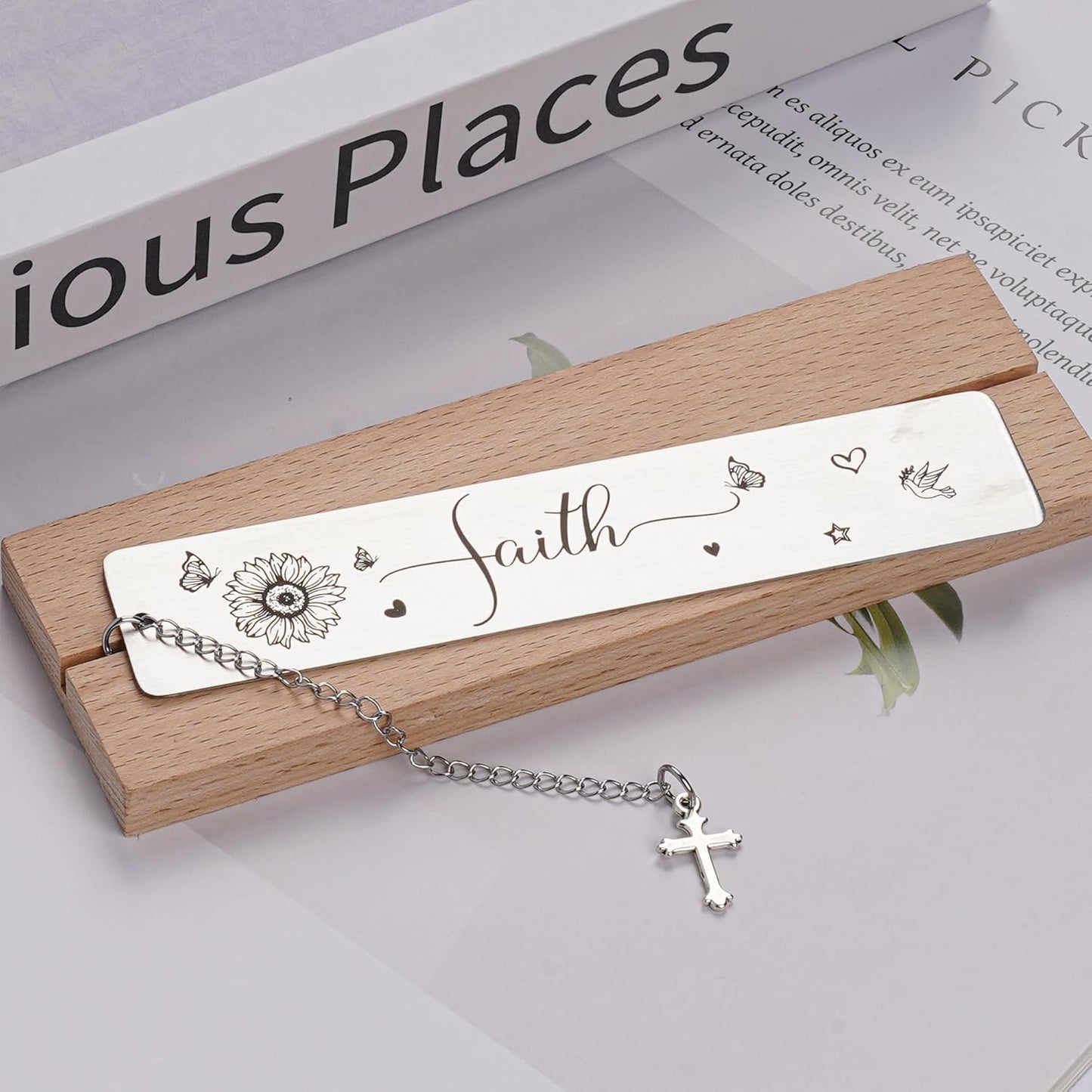 Sunflower Christian Bookmark Gifts for Women - Metal Bible Book Marks with Every Moment Thank God Prayer Quote, Catholic Faith Gift for Baptism First Communion Birthday Christmas