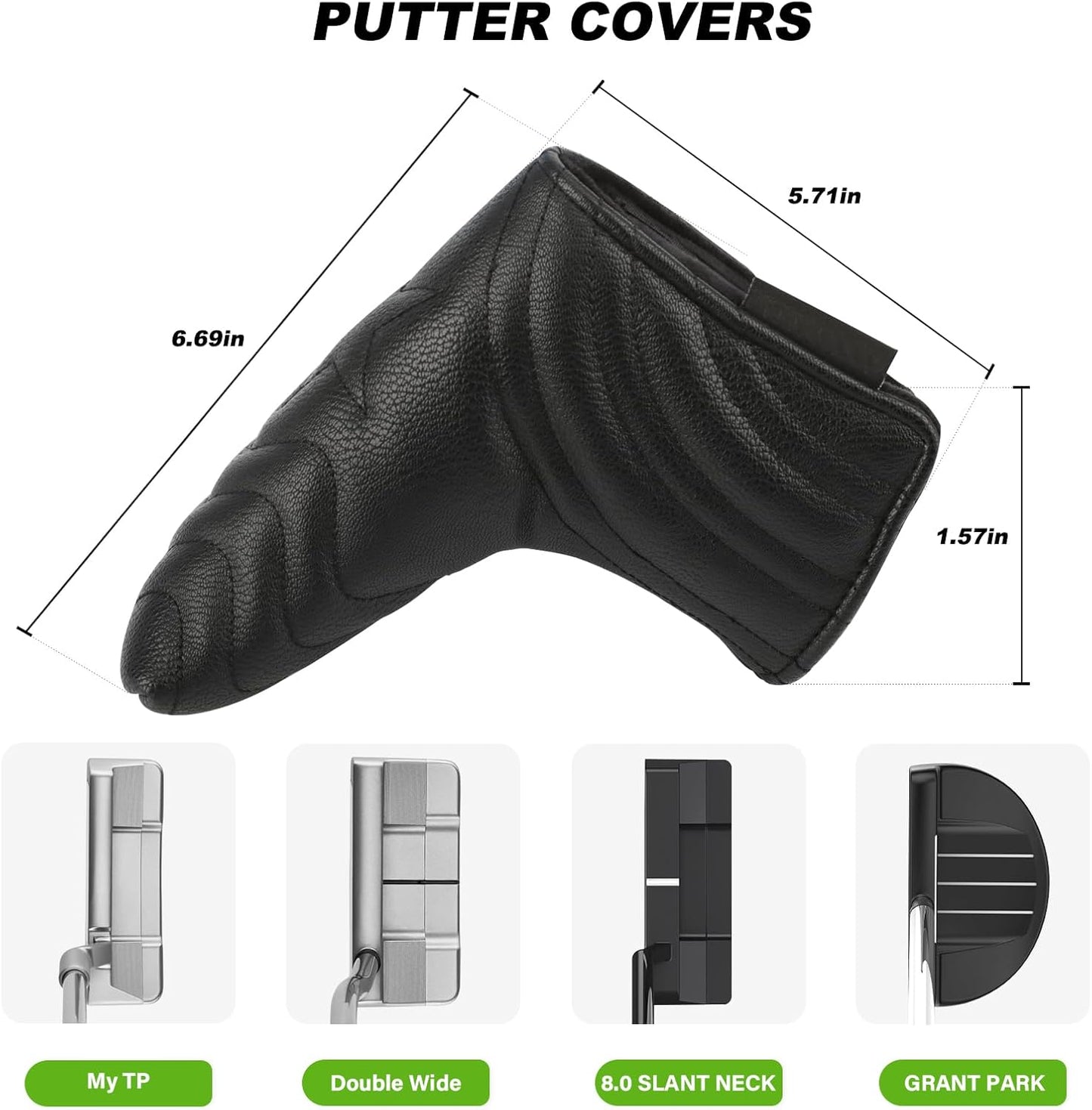 4pcs or 1pc Golf Club Head Covers for Woods, Driver, Fairway, Hybrid – Premium PU Leather with Interchangeable Tags & Magnetic Blade and Mallet Putter Covers