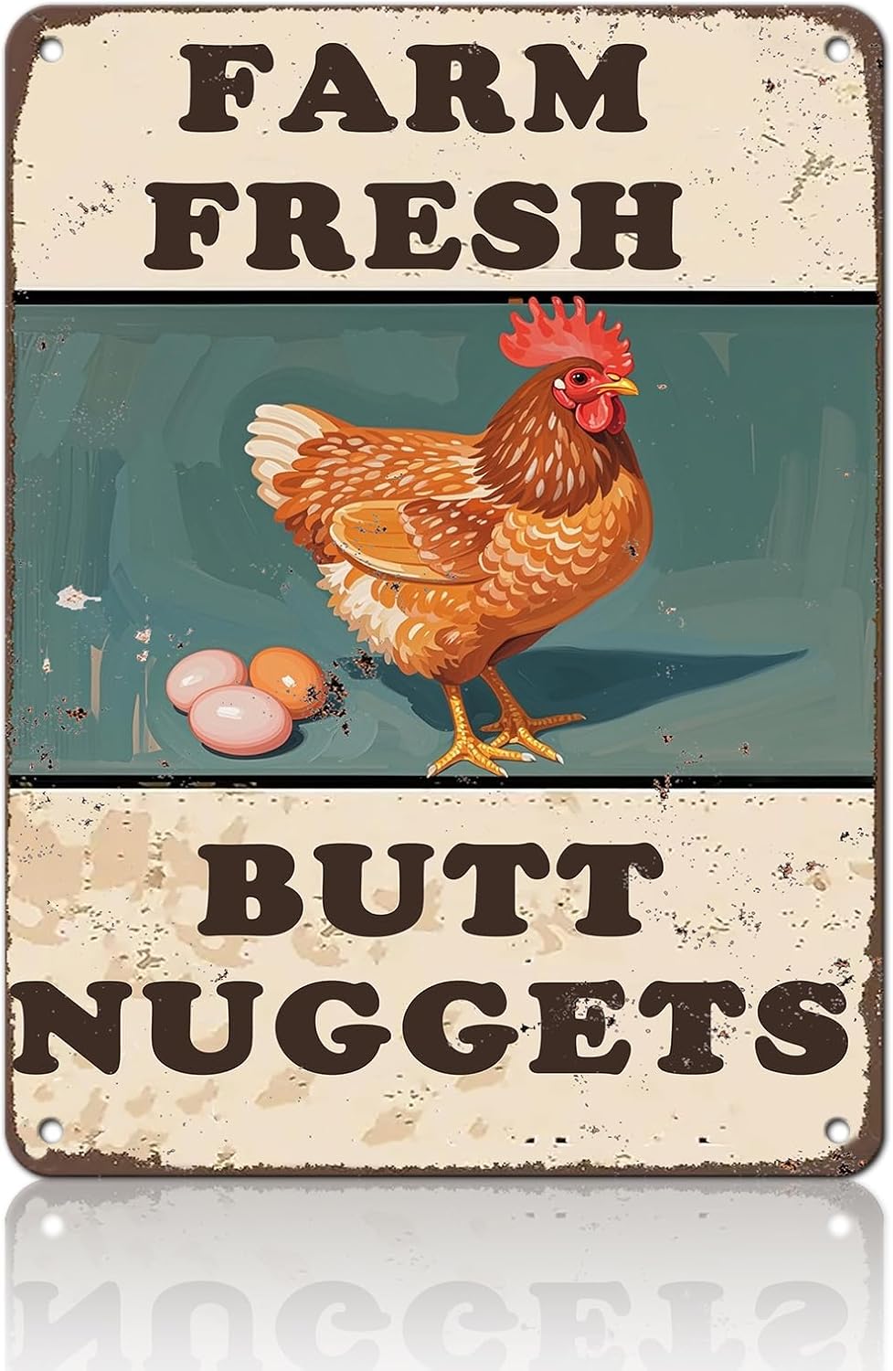 Chicken Coop Sign Farm Fresh Butt Nuggets Tin Sign Plaque Metal Poster 12x16 Inch Wall Decor