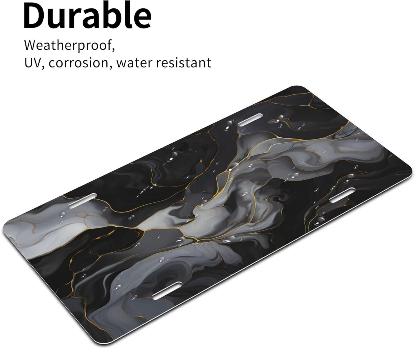 Custom License Plate Personalized Marble Modern Funny Aluminum Front License Plates Decorative Rust-Free Metal Car Plate Covers for Women Men Car Tag Accessories fit Truck SUV Rv 12 X 6 in