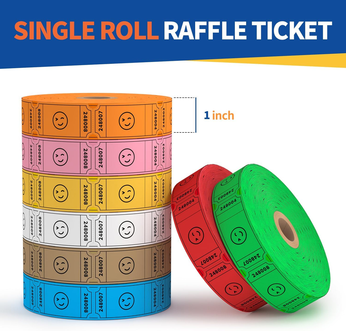 Methdic 1000 Smile Raffle Tickets Red, Single Roll, Ticket for Events, Entry, Class Reward, Fundraiser & Prizes