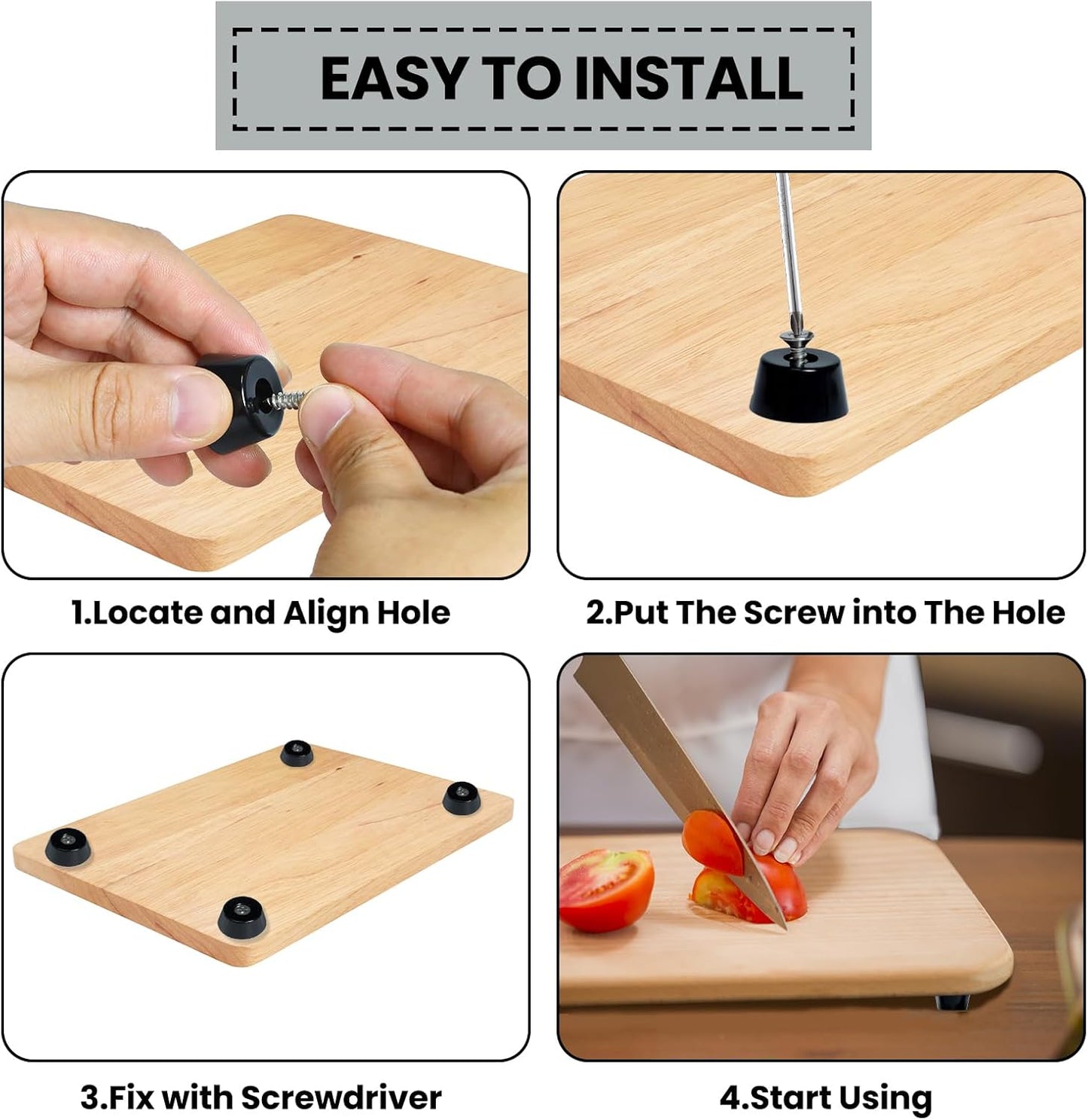 8 Pcs Rubber Bumper Feet, (0.5" H X 1" W) Furniture Table Amplifier Speaker Pads, Round Cutting Board Rubber Feet with Screws, Black Rubber Feet for Amplifier Speaker Cabinet Furniture Cutting Board