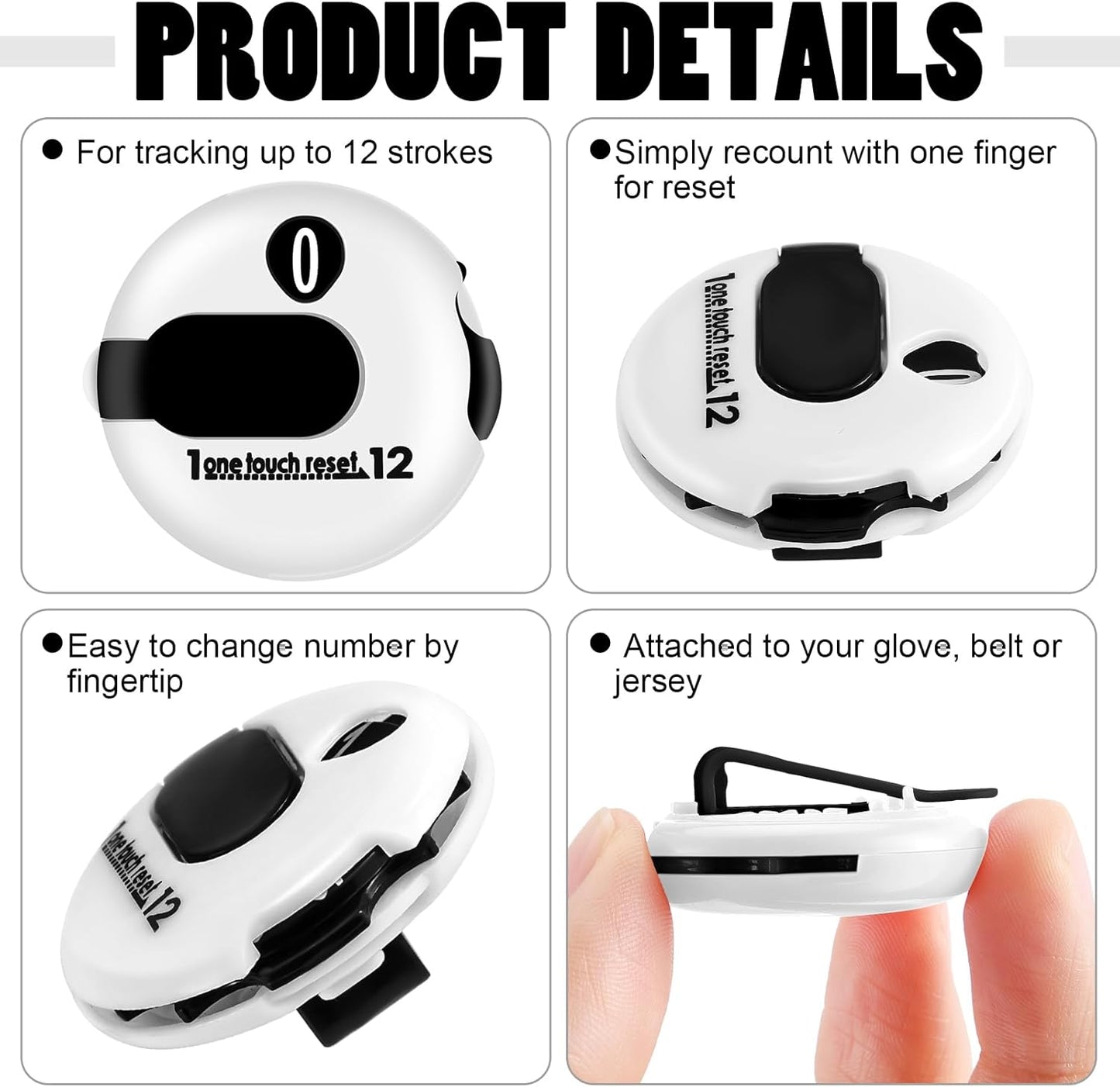 Weewooday 2 Pieces Golf Score Counter Golf Stroke Counter Golf Counter Clicker with One Touch Reset for Golf Game Scorekeeper Outdoor Activities Sport (White)