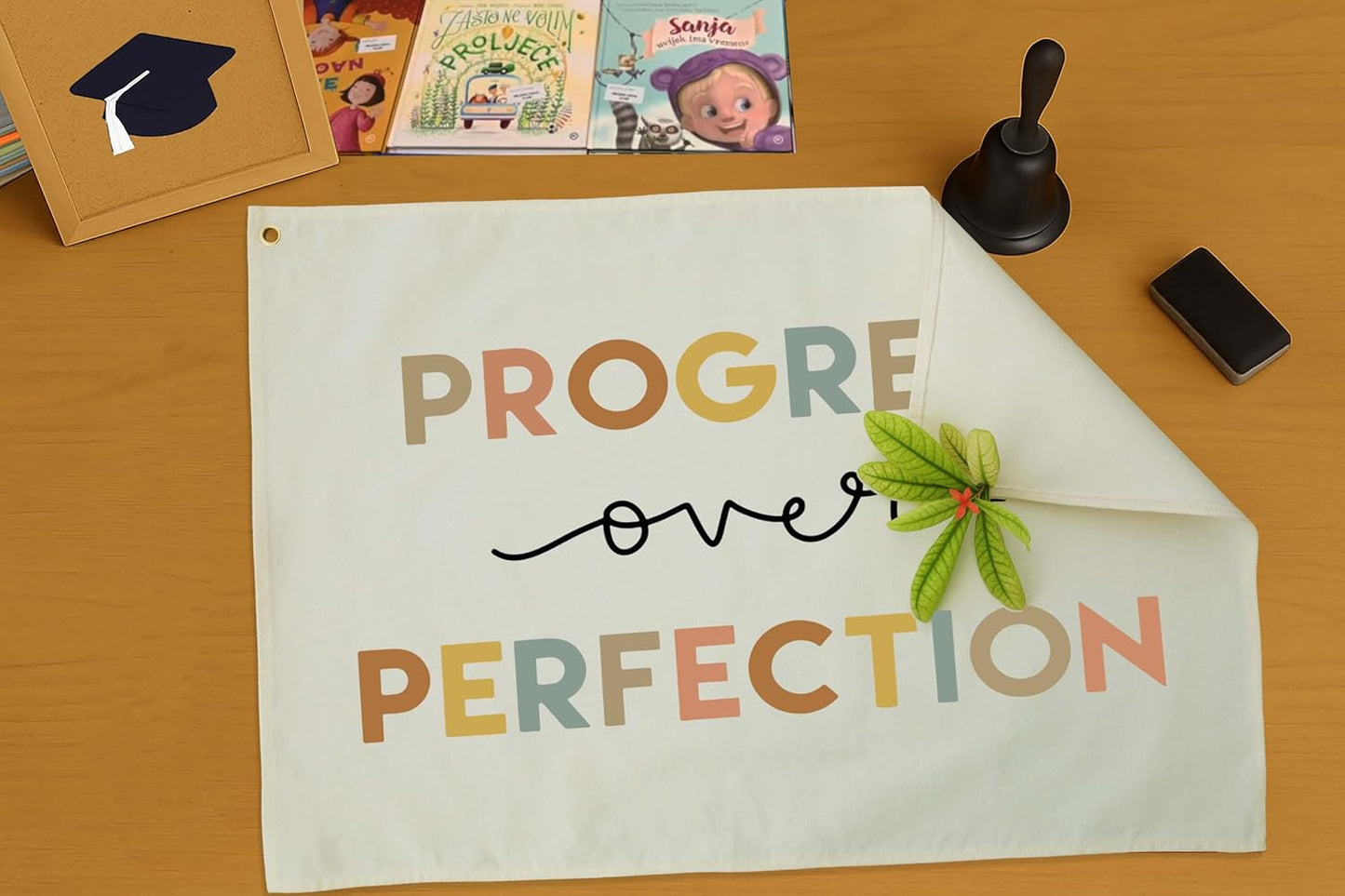 Classroom Wall Decor-Reading Room Nursery Decor-Rectangle Banner Flag Wall Decor-Positive Affirmation Growth Mindset-Mental Health-Christmas Gift-Progress Over Perfection-28.5"L×20"W