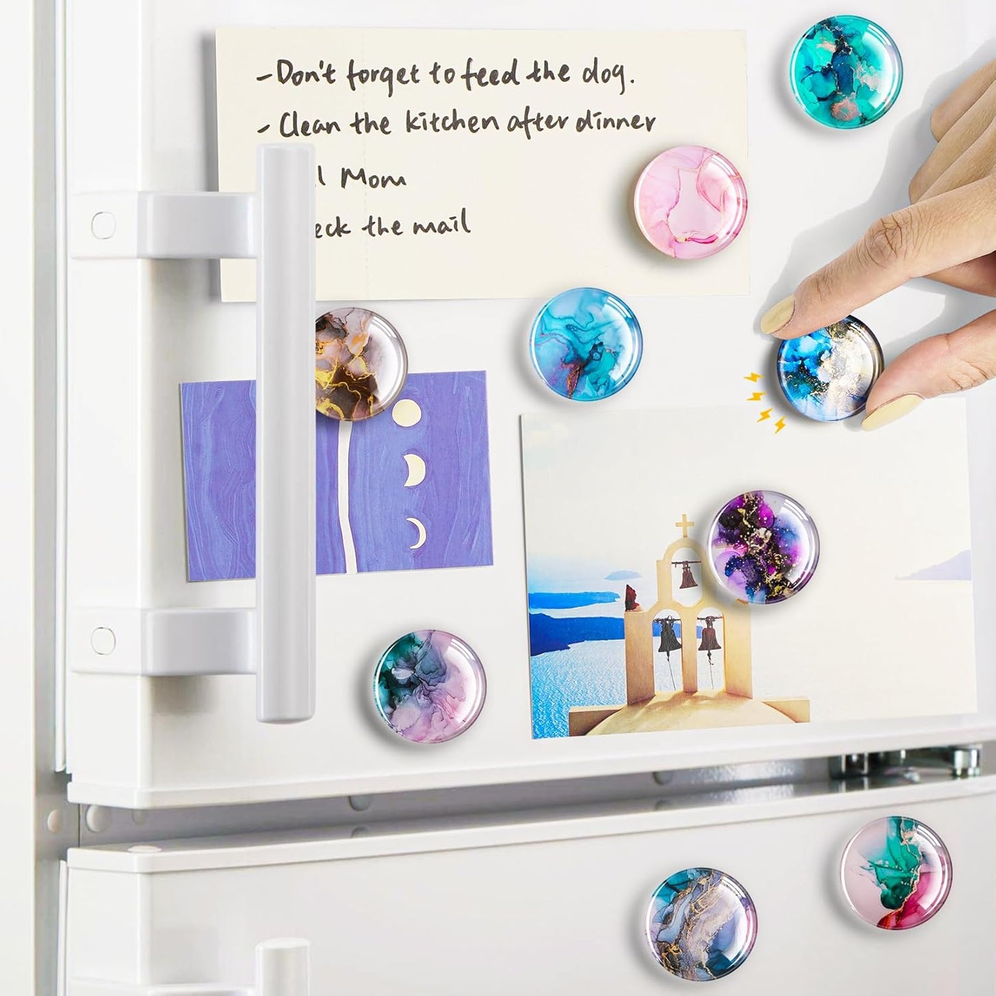 FINDMAG 12 Pcs Cute Fridge Magnet Sticker, Glass Refrigerator Magnets, Strong Magnets for Whiteboard, Classroom, Kitchen, Office, Home, Cabinet, and Photos