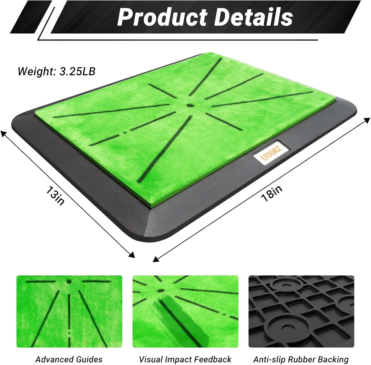 Golf Hitting Mat with Divot Board, Real-Time Swing Feedback Trainer, Indoor & Outdoor Chipping Practice Mat, Strike Training Aid, Turf Driving Impact Pad, Golf Accessories and Gifts for Men