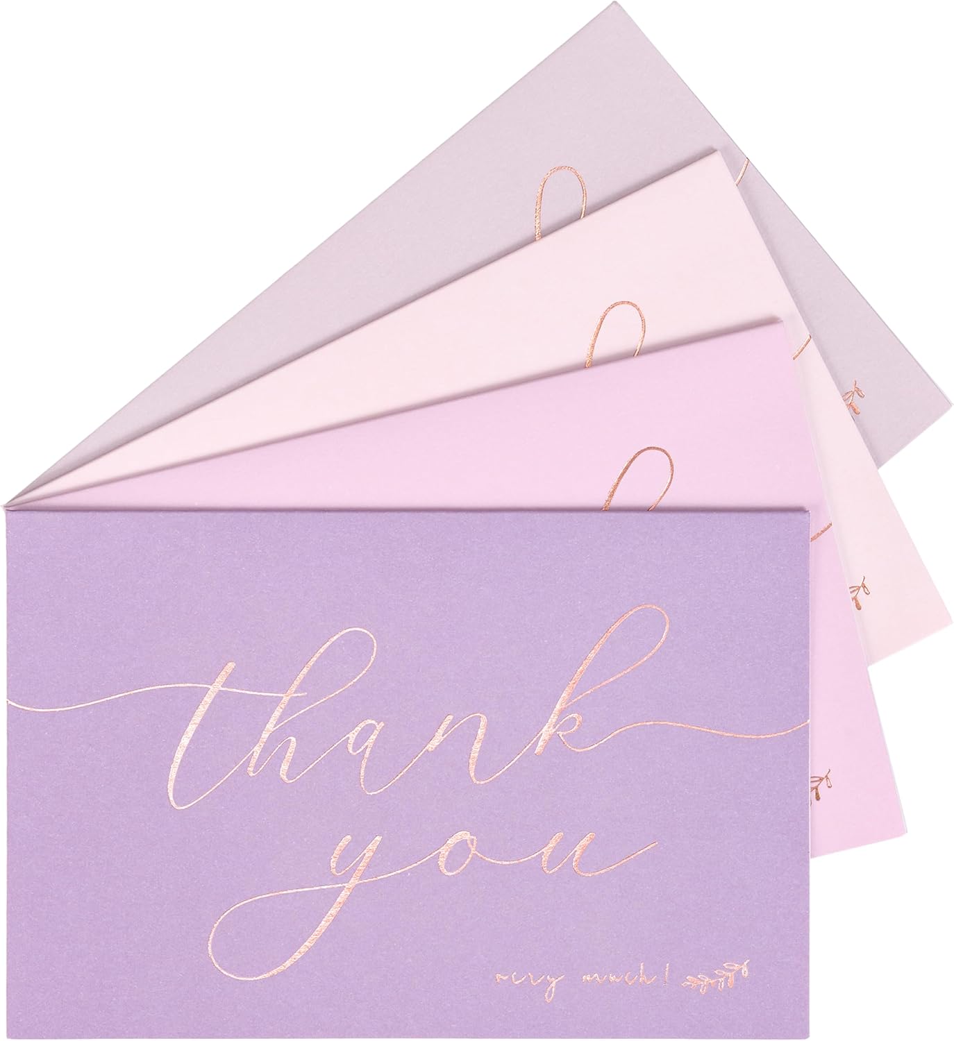 Crisky 50 pcs Lavender Shade Thank You Cards With Envelopes & Stickers Simple Chic Elegant Greeting Cards Perfect for Wedding/Business/Birthday/Graduation 4 x 6 inches