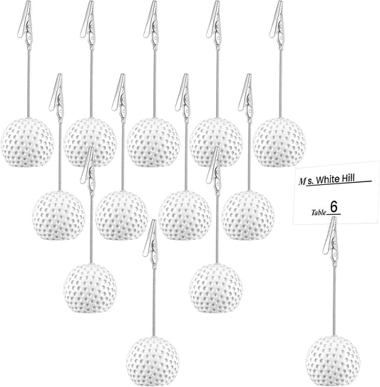 12 Pack Resin Golfball Base Memo Clip Golf Ball Place Card Holder Table Memo Number Name Card Holder Golf Centerpieces with Alligator Clip for Office Menu Wedding Sports Party Events Table Decoration