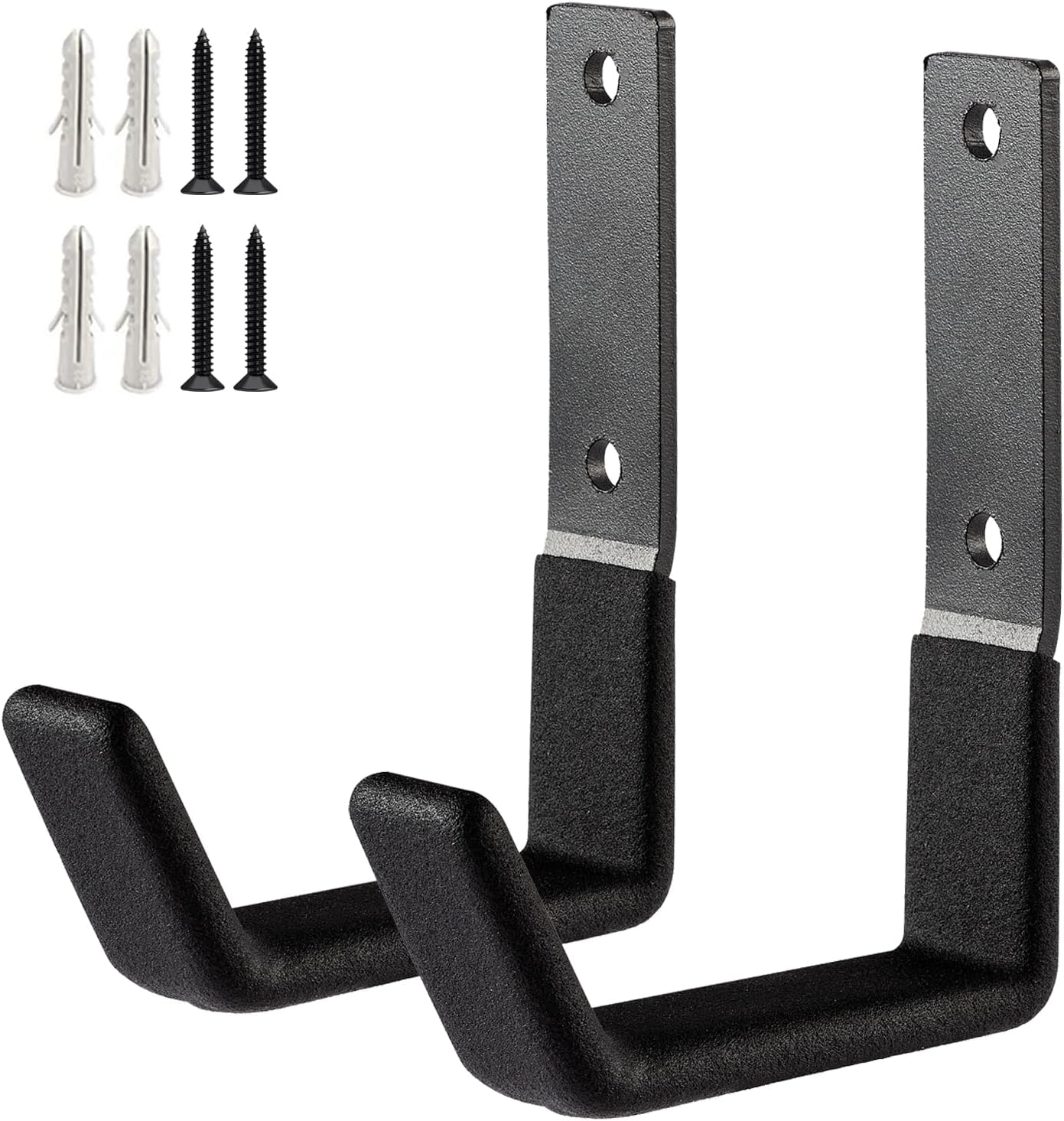Heavy Duty Wall Mount Hooks, Utility Hooks, Tool Organizer - Steel Garden/Garage Hose Hanger U Hooks (2, Small)