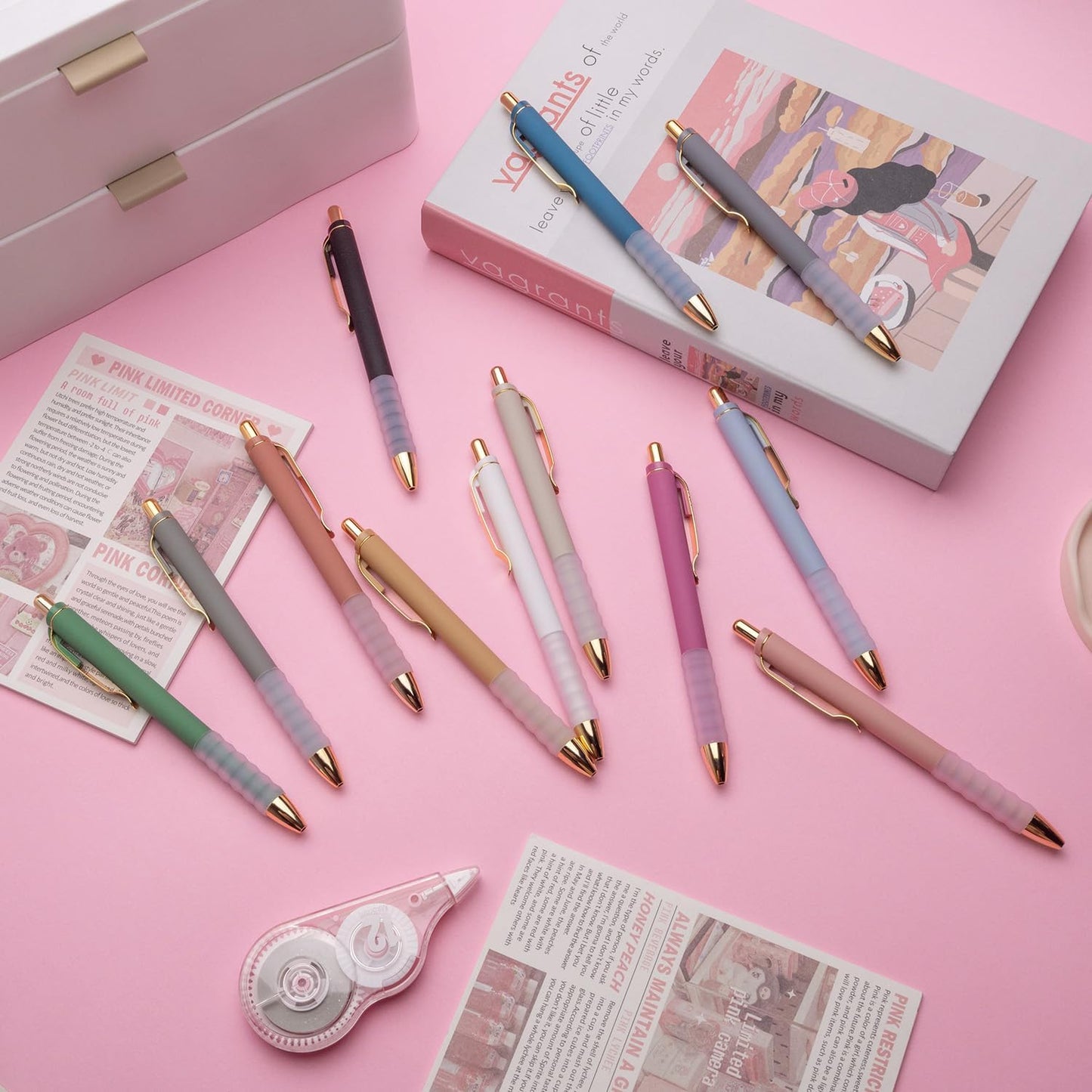 Linbsunne Gel Pens Black Ink Pen 0.5mm fine Point Pens Smooth Writing Retractable Office Supplies (12-count)