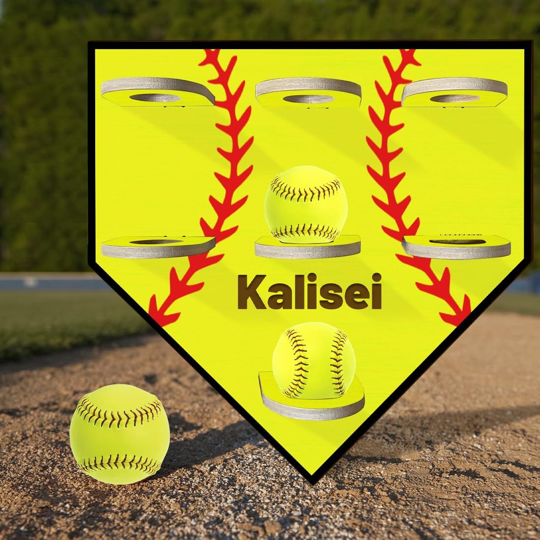 Personalized Name Baseball Display Case Wood Softball Storage Stand Baseball Holders for Men Husband Dad's Collection Memorabilia Baseball Display Case Softball Ball Wall Rack Hanger