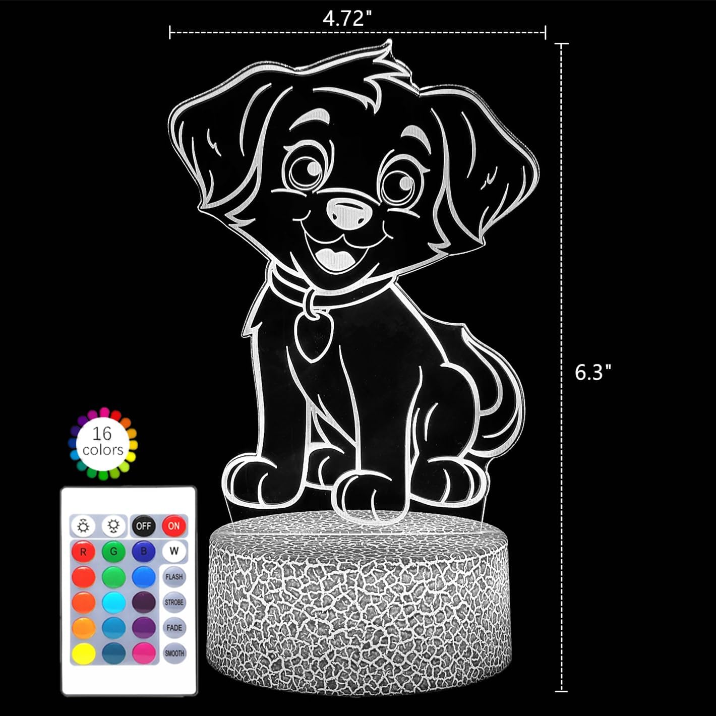 i-CHONY Dog Night Light for Kids,16 Colors Change Cute Puppy Lamp with Remote Control,Smart Touch,USB Cable,Bedroom Bedside Lamp,Dimmable Dog Toys for Kids Boys Girls Christmas Birthday Gift