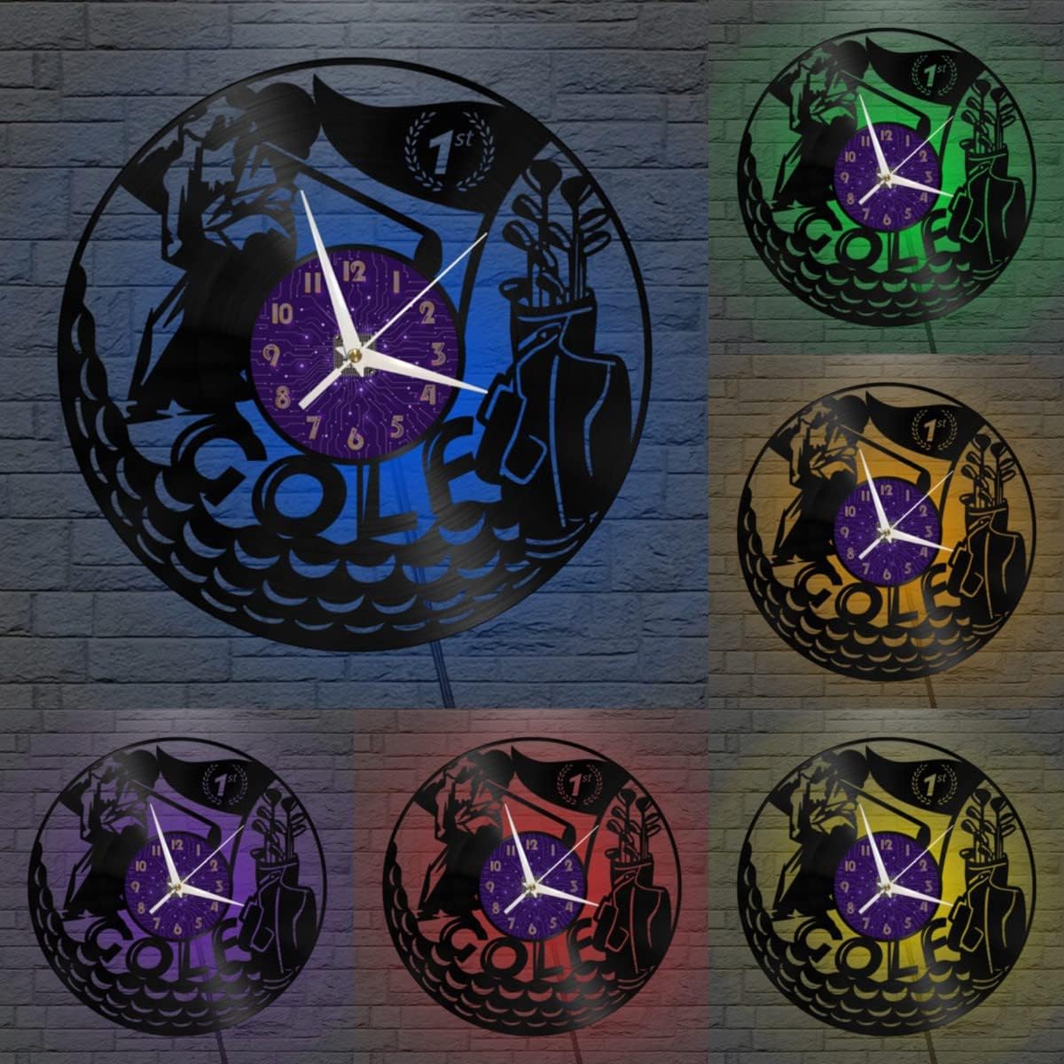 Generic Golf Decoration Vinyl Wall Clock, Vinyl Record Clock Wall Art Silent & Non-Ticking(12 inchs P-LED), Purple
