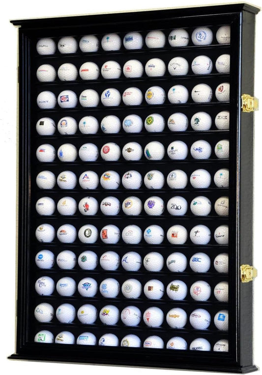 Golf Ball Display Case Holder Cabinet Wall Rack Stand Select Your Size 98% UV Lockable 5 Sizes 4 Colors to Choose