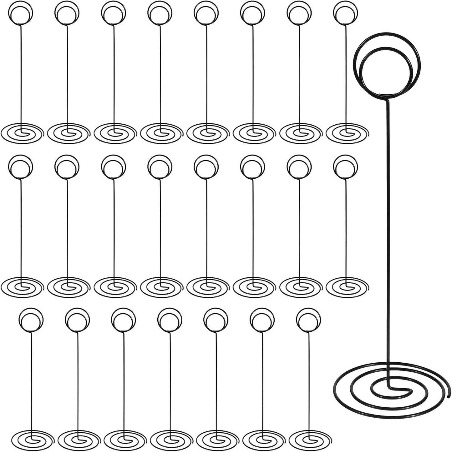 24 Pack 8.67 Inch Table Number Holder, Wire Photo Holder for Table, Name Menu Clips, Memo Note Cards Stand for Wedding Reception Anniversary Birthday Centerpieces (Black)