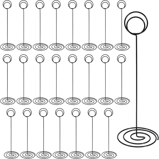 24 Pack 8.67 Inch Table Number Holder, Wire Photo Holder for Table, Name Menu Clips, Memo Note Cards Stand for Wedding Reception Anniversary Birthday Centerpieces (Black)