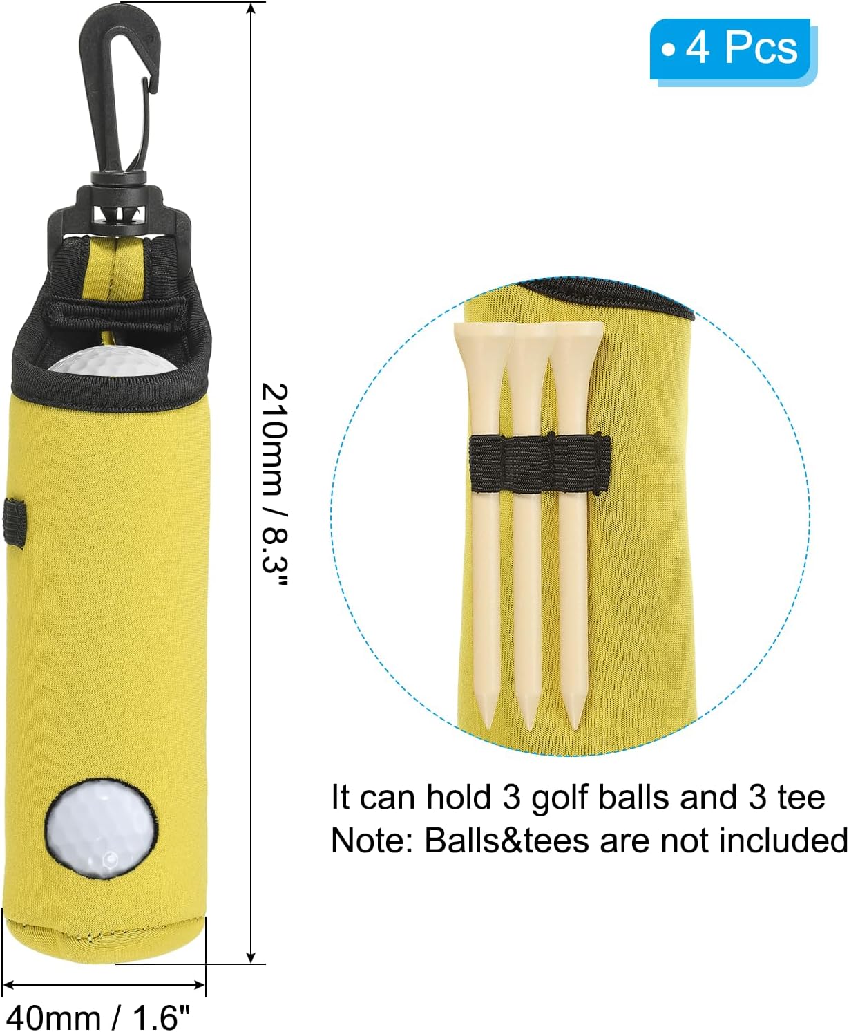 PATIKIL Golf Ball Carry Bag Golf Tee Holder Pouch Portable Neoprene Golf Ball Holder with Clip for Men and Women