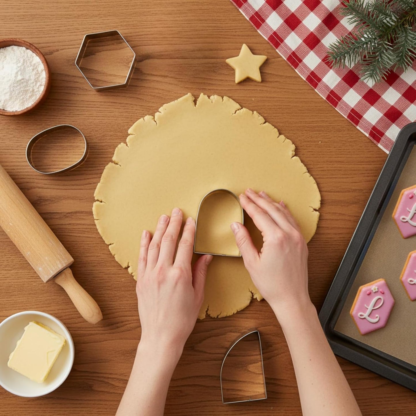 6 Piece Geometric Plaque Cookie Cutter Set Stainless Steel Plaque Cookie Cutter Wedding Cookies Cutters Cookies Cutters Variety Pack Cookiess Cutterss Shape for Baking