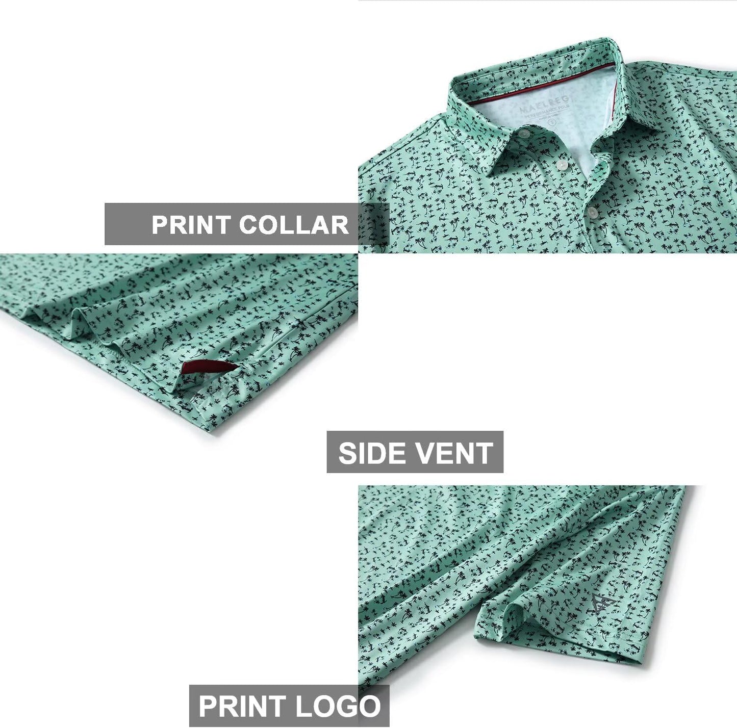 Golf Shirts for Men Dry Fit Short Sleeve Print Performance Moisture Wicking Polo Shirt