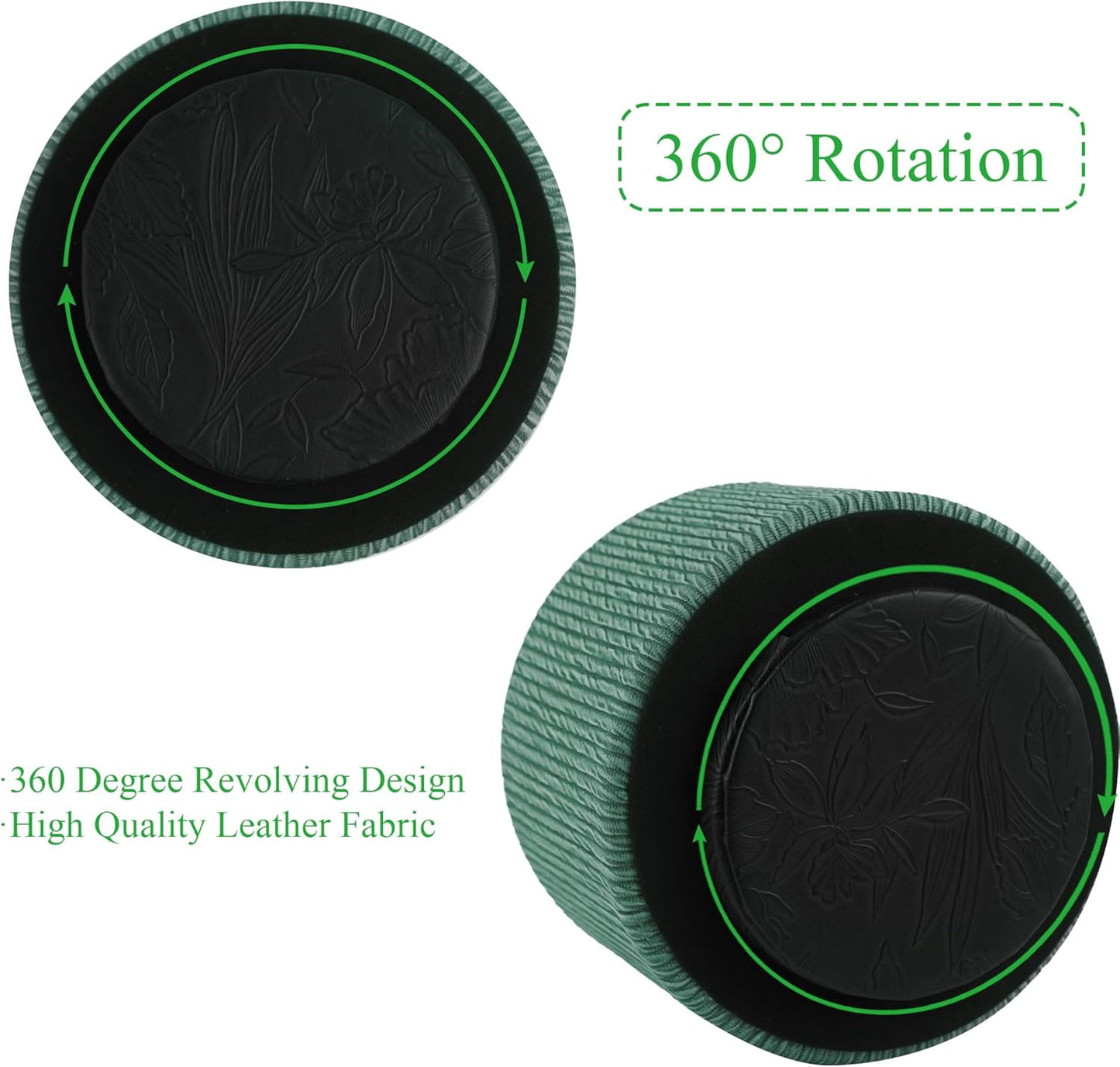 Hennaja Round Leather Art Supply Organizer,Remote Control Holder,360 Degree Spinning,Multi-Functional Pencil Holder,4 Compartments Desktop Stationary Organizer(1-Wood Green)