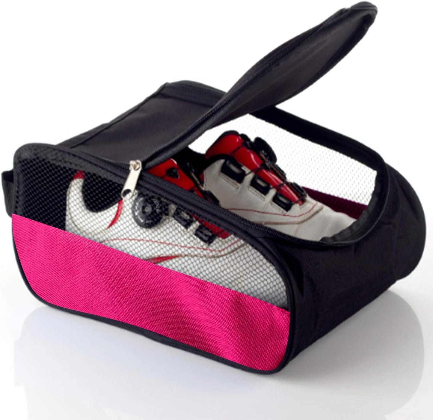 Golf Shoe Bag, Pink Golf Shoes Bags Women Outdoor Zippered Carrier Bags with Ventilation Sport Shoes Bag Travel Shoe Bags (Pink)