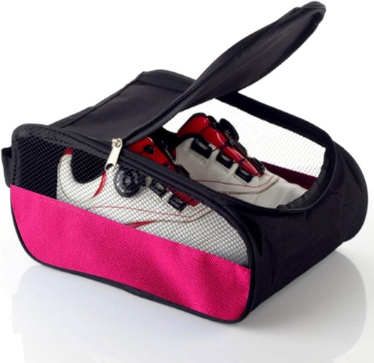 Golf Shoe Bag, Pink Golf Shoes Bags Women Outdoor Zippered Carrier Bags with Ventilation Sport Shoes Bag Travel Shoe Bags (Pink)