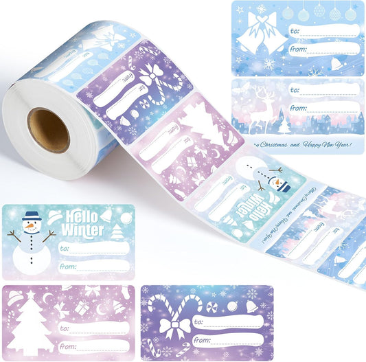 Outus 500 Pieces Christmas Tags Self Adhesive Gift Tags for Xmas Presents Christmas Name Labels Stickers for Wrapping Paper Festival Birthday Holiday Decor(Warm Style,2.76 x 1.57 Inch)
