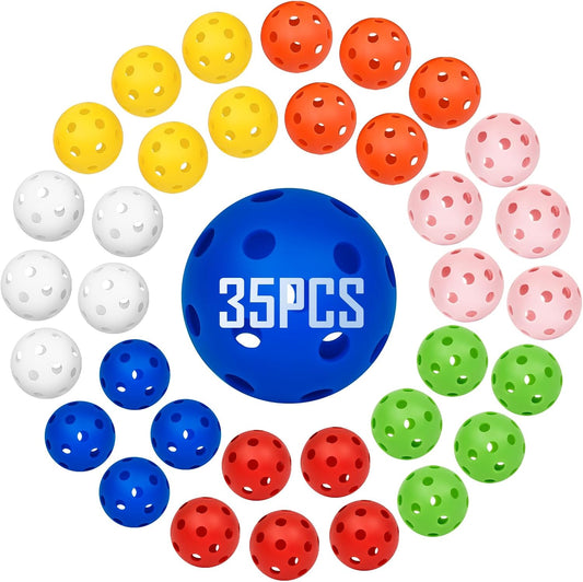 35 Pack Practice Golf Balls Limited Flight Plastic Golf Balls 42mm Practice Golf Balls for Backyard Golf Training Balls for Swing Practice, Airflow Hollow (Multiple Colors)