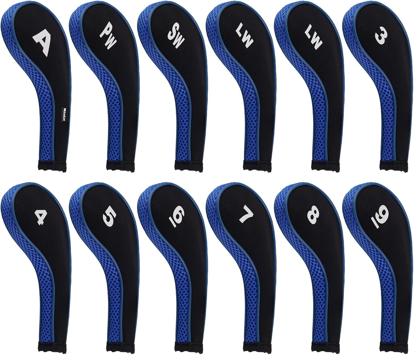 Andux 12pcs/Set Golf Iron Club Head Covers Number Print Long Neck with Zipper