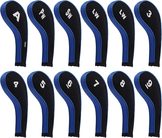 Andux 12pcs/Set Golf Iron Club Head Covers Number Print Long Neck with Zipper