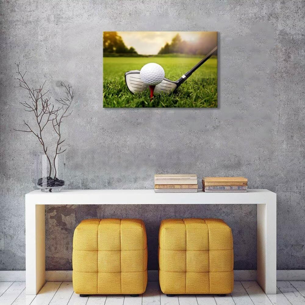 Golf Canvas Wall Art for Gym Room Golf Posters Golf Course Wall Decor for Living Room Bedroom Home Decorations Wall Decor Framed Artwork Ready to Hang(12''H x 16''W)
