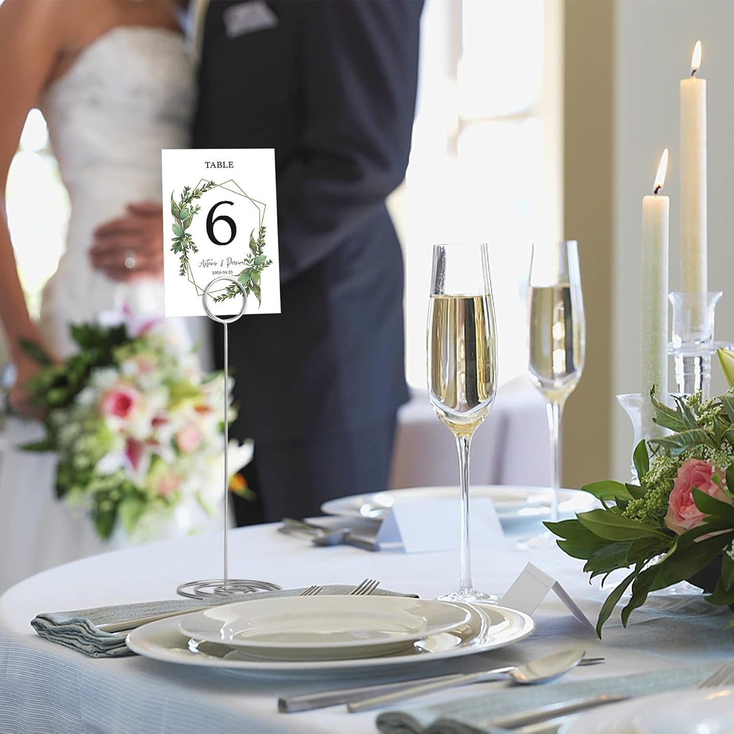 Table Number Holders 10Pcs - 8.75 inch Place Card Holder Tall Table Number Stands for Wedding Party Graduation Reception Restaurant Home Centerpiece Decorations Office Memo (Silver)
