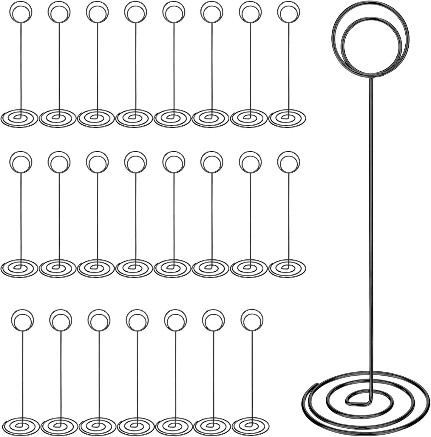 24Pcs 8.86in Wire Photo Holder Black Table Number Holder, Place Card Holders, Menu Memo Note Card Small Table Number Stands Picture Holders for Center Decoration Wedding Reception Party Birthday