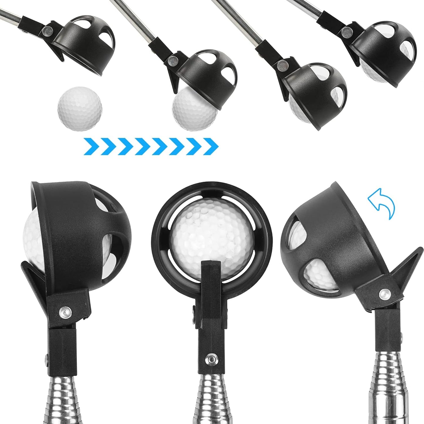 prowithlin Golf Ball Retriever, Golf Balls Retrievers Telescopic for Water with Automatic Locking Scoop, Balls Retriever Tool Golf with Grabber Tool, Golf Accessories Golf Gift for Men